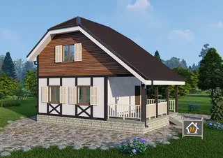 Каркасный дом проект  Богдан 6x6 м.