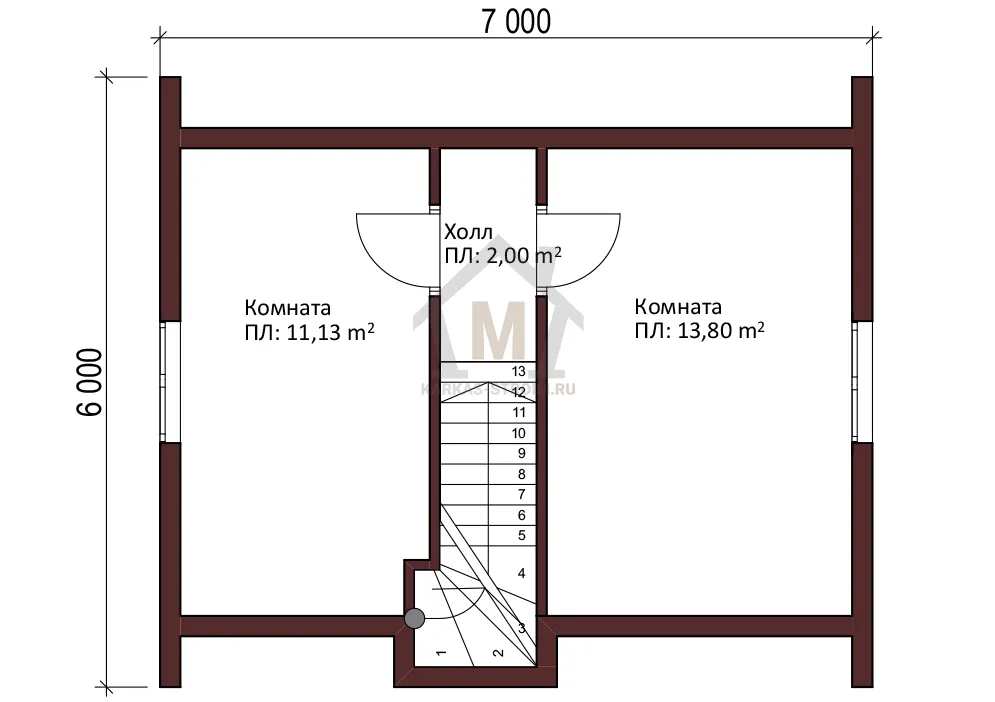 Планировка второго этажа Недорогой дом 6х8 каркасный цена {price} качественно.