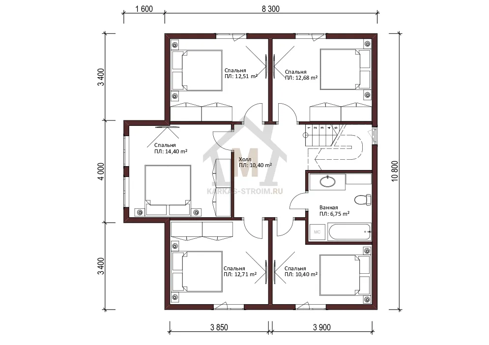 Планировка второго этажа Дом для постоянного проживания 9х10 проект каркасного дома Тэйми.